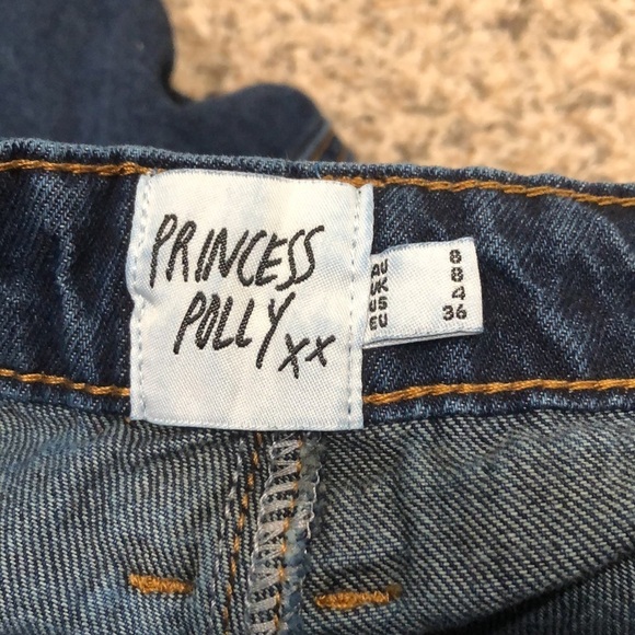 Princess Polly Wide Leg Cargo Jeans Size US 4 Dark Blue - Picture 9 of 11